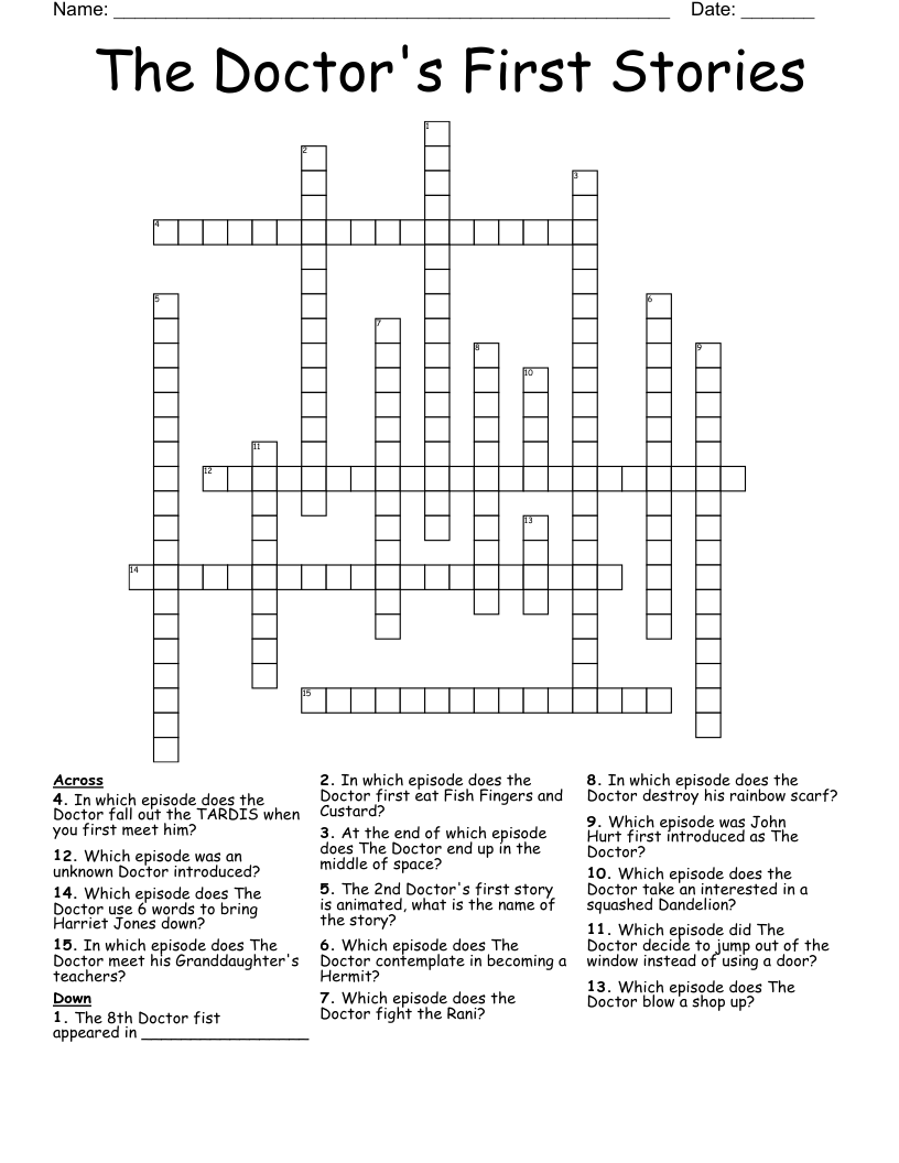 The Doctor's First Stories Crossword