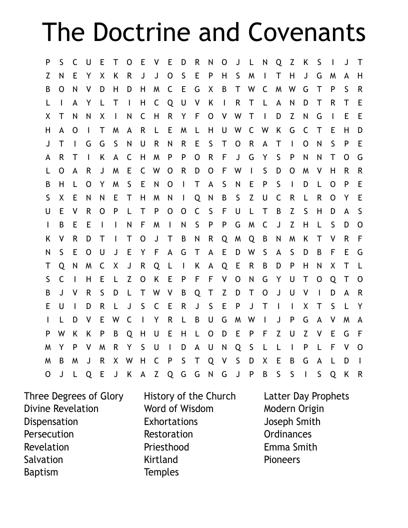 The Doctrine and Covenants Word Search