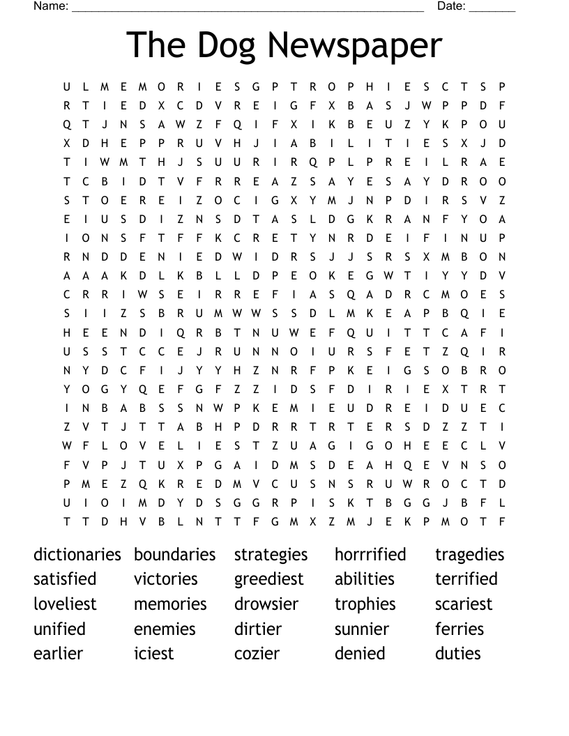 The Dog Newspaper Word Search