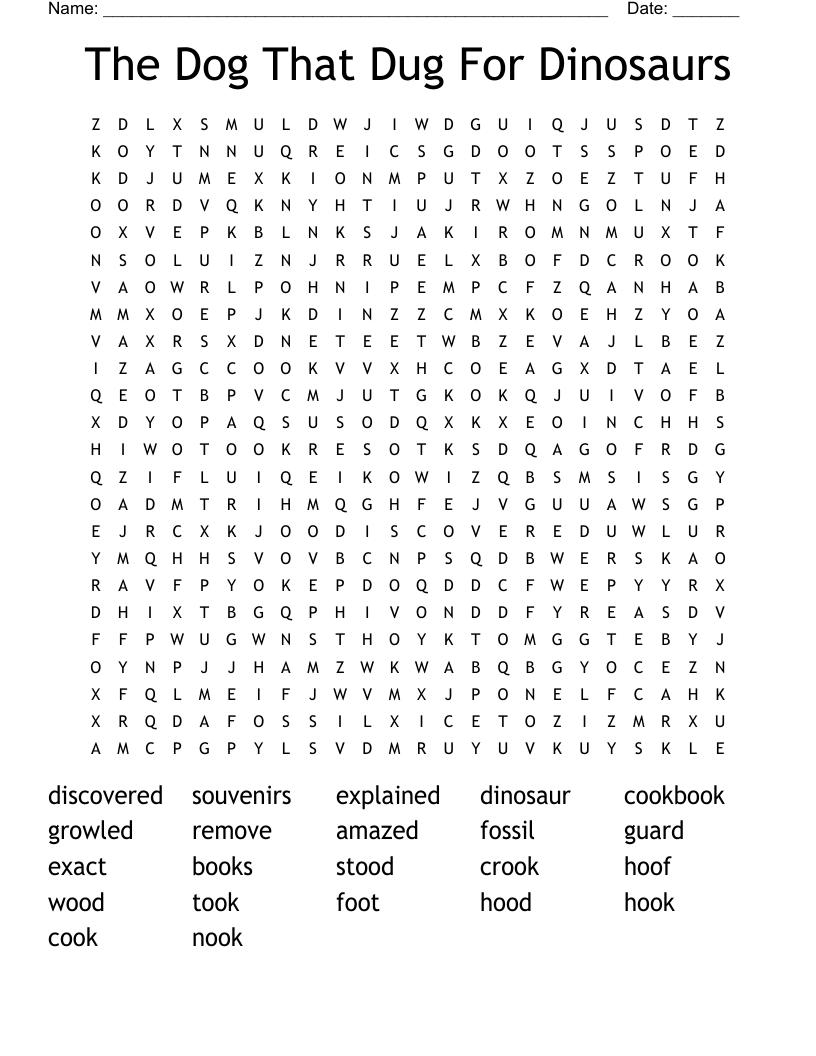 The Dog That Dug For Dinosaurs Word Search