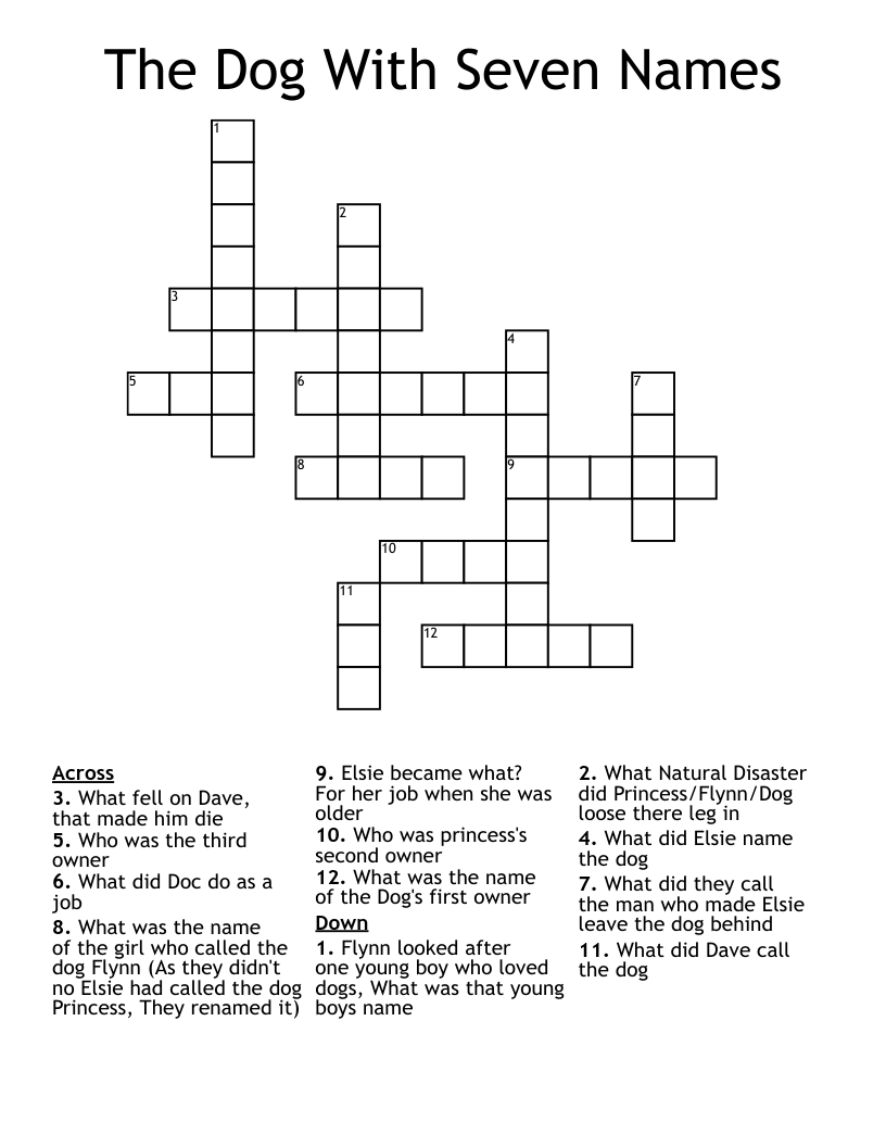 The Dog With Seven Names Crossword