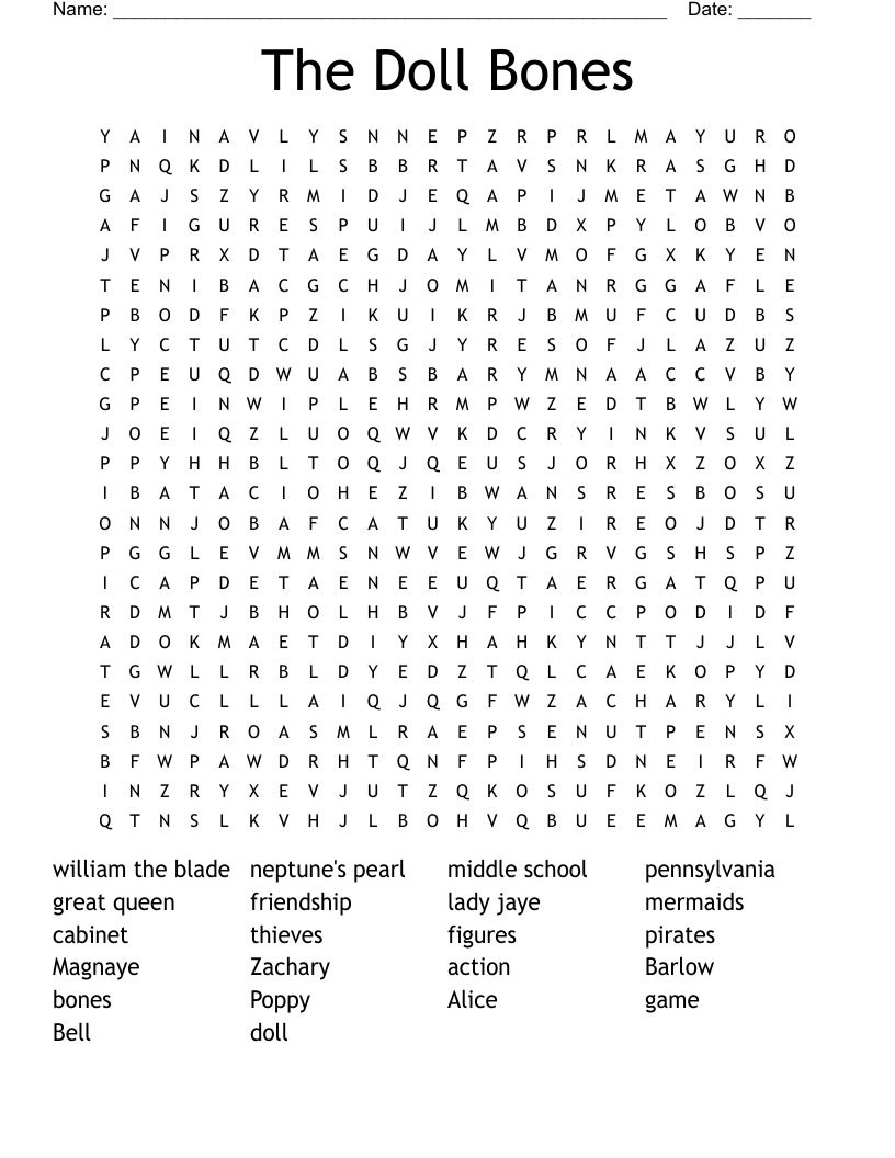 The Doll Bones Word Search