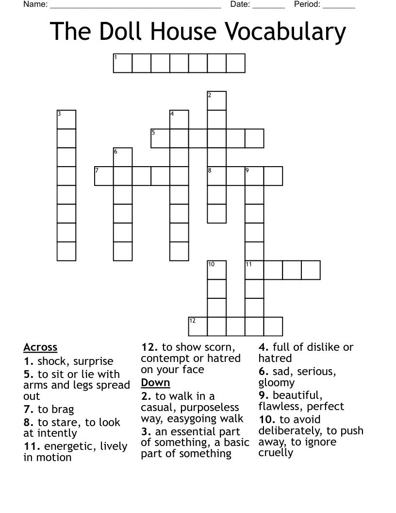The Doll House Vocabulary Crossword