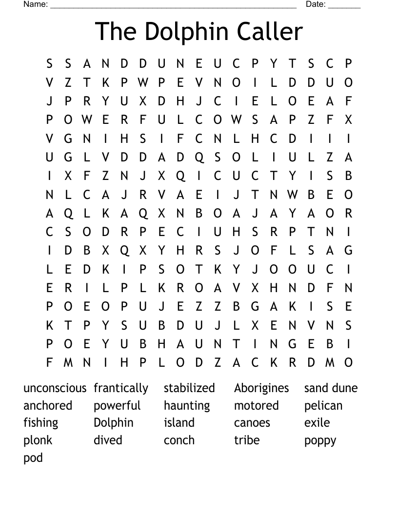 The Dolphin Caller Word Search