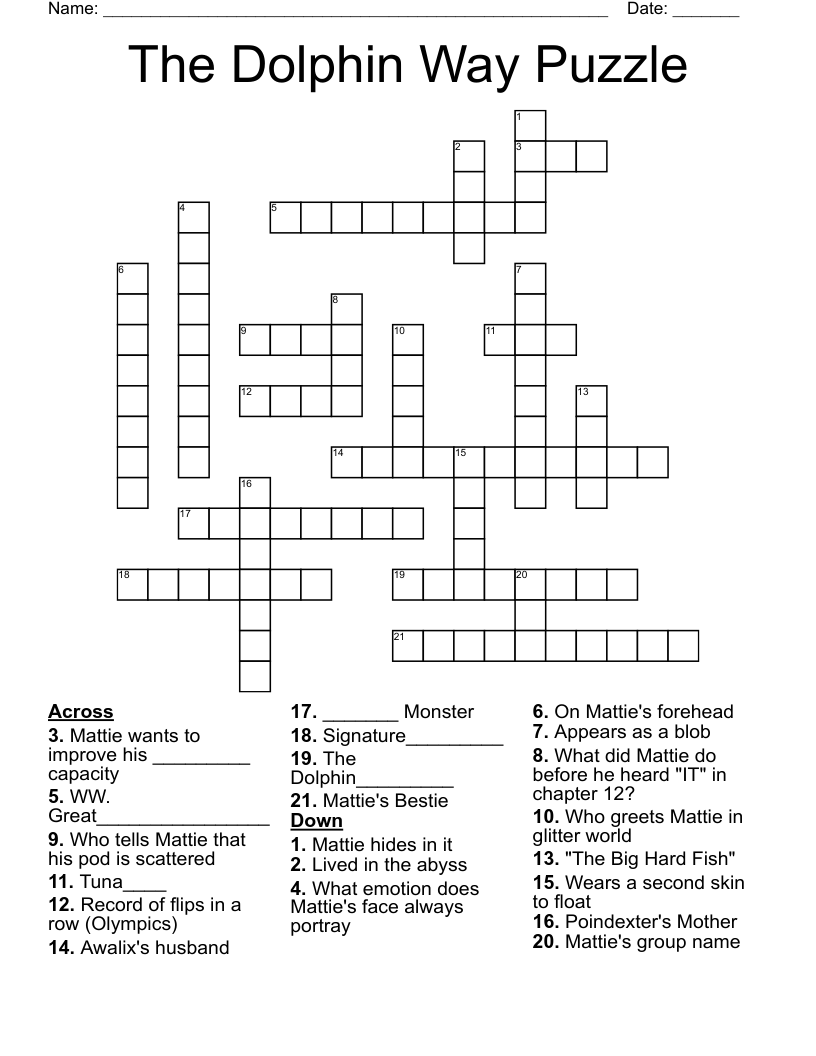 The Dolphin Way Puzzle  Crossword
