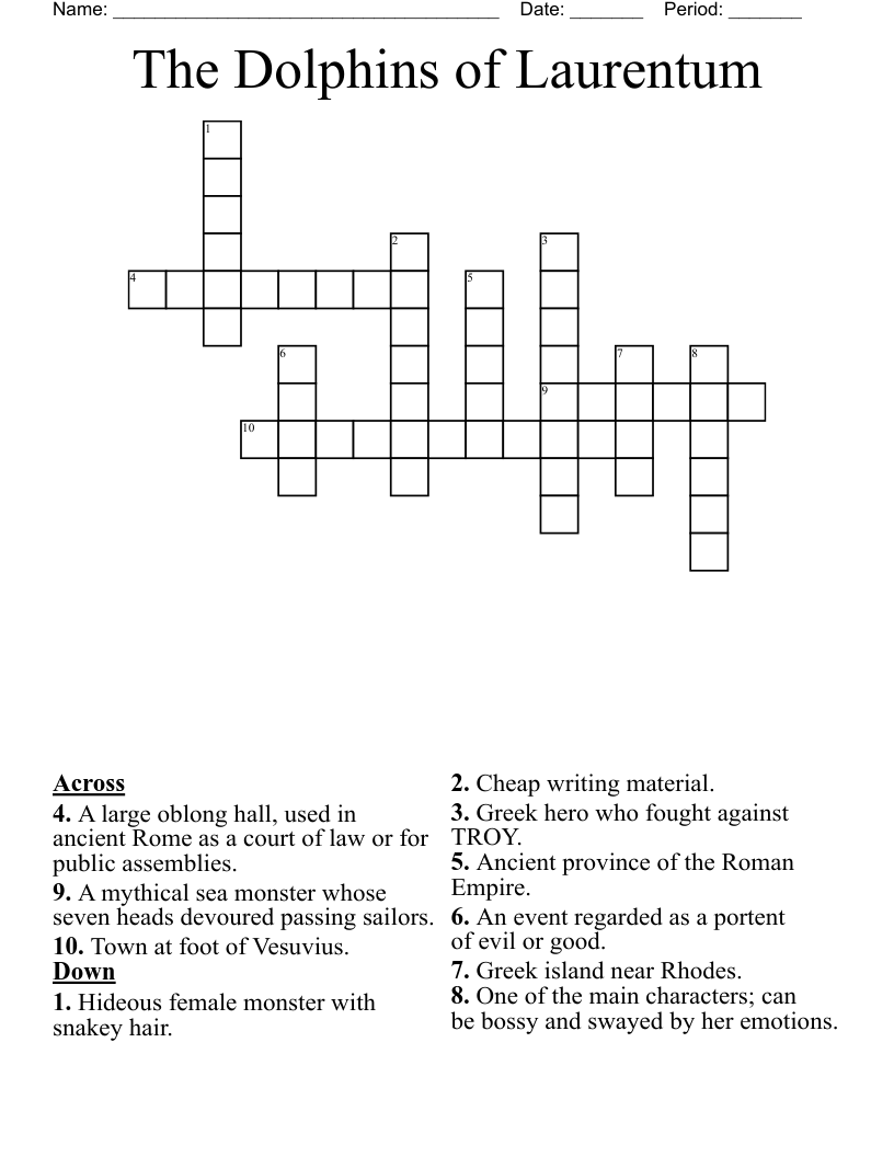 The Dolphins of Laurentum Crossword