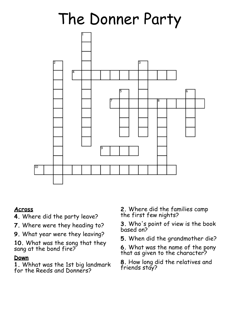 The Donner Party Crossword