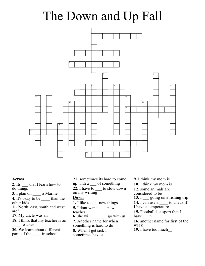 The Down and Up Fall Crossword