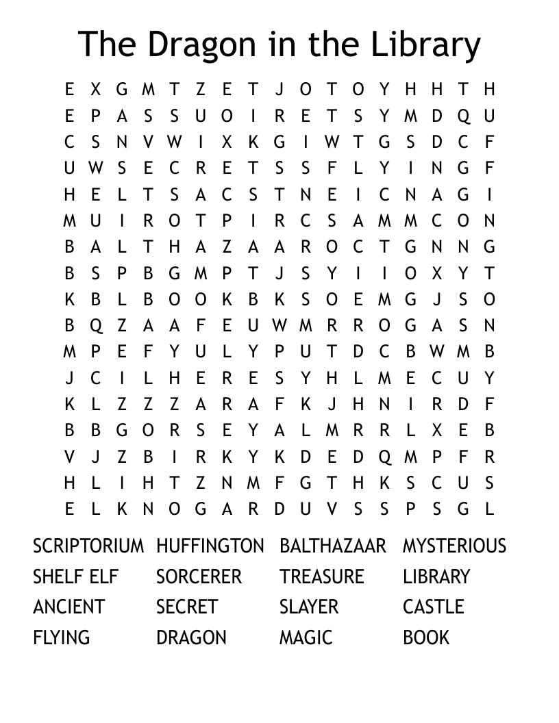 The Dragon in the Library Word Search