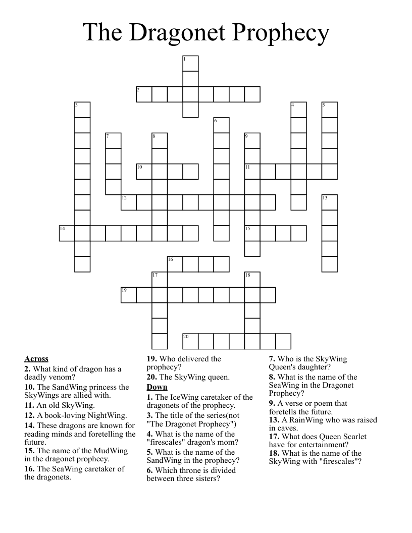 The Dragonet Prophecy  Crossword