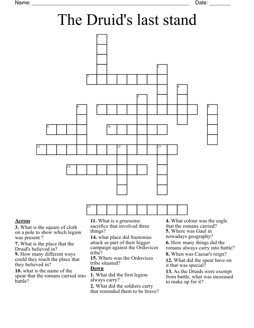 The Druid's last stand Crossword