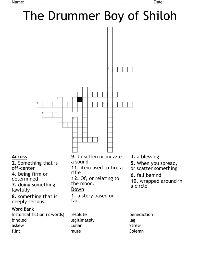 The Drummer Boy of Shiloh Crossword