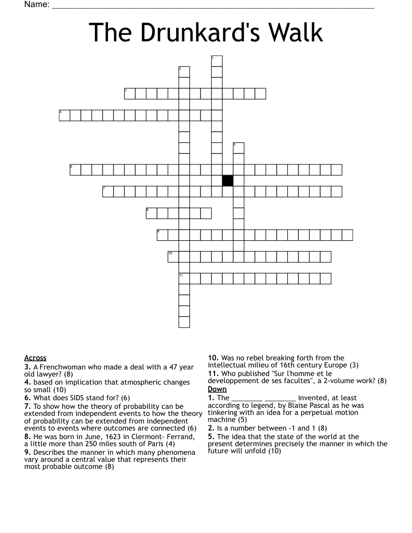 The Drunkard's Walk Crossword