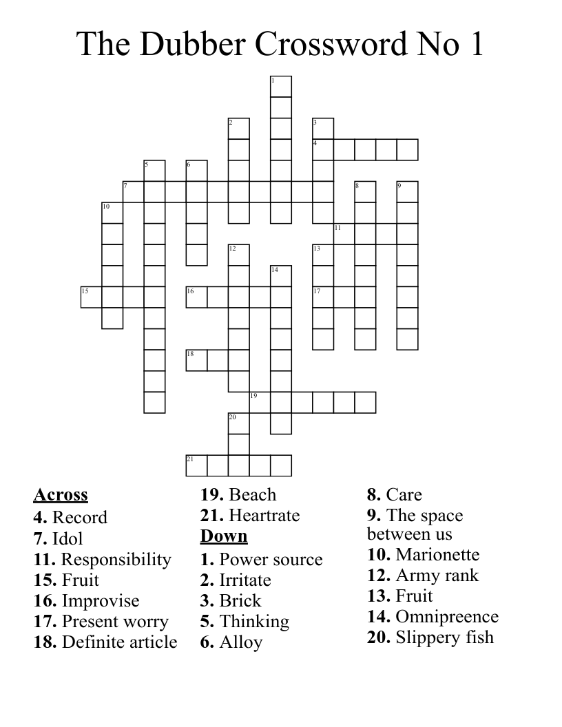 The Dubber Crossword No 1