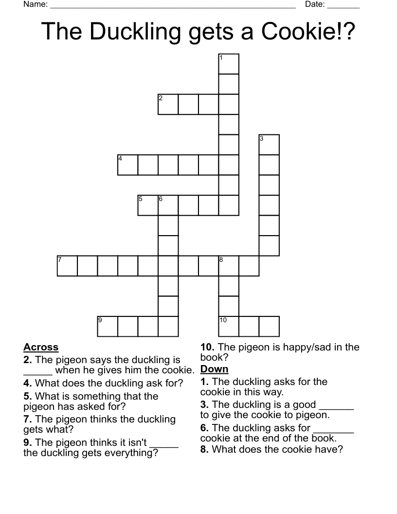The Duckling gets a Cookie!? Crossword