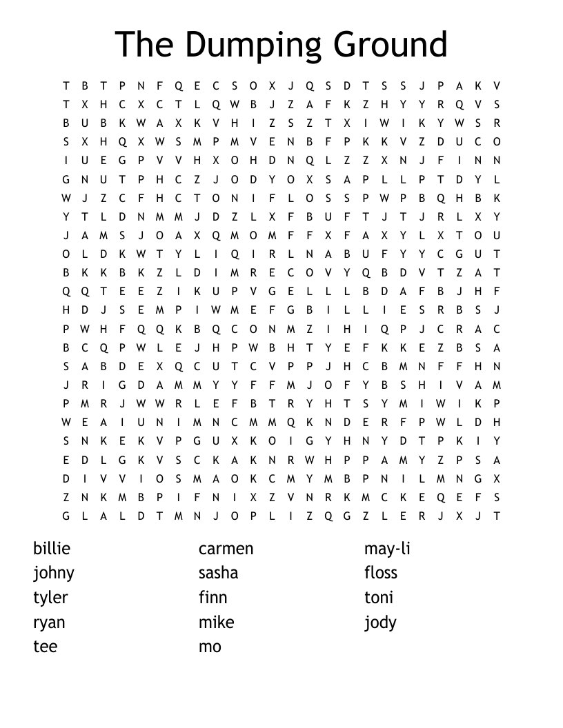 The Dumping Ground Word Search