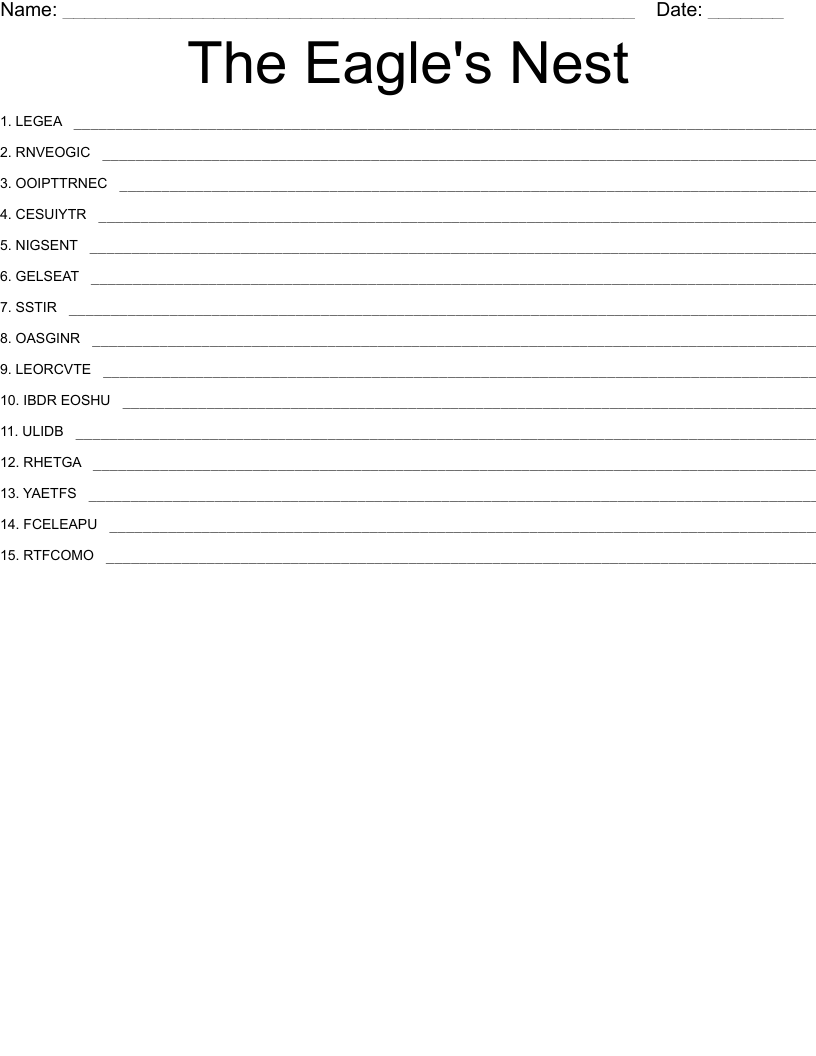 The Eagle's Nest Word Scramble