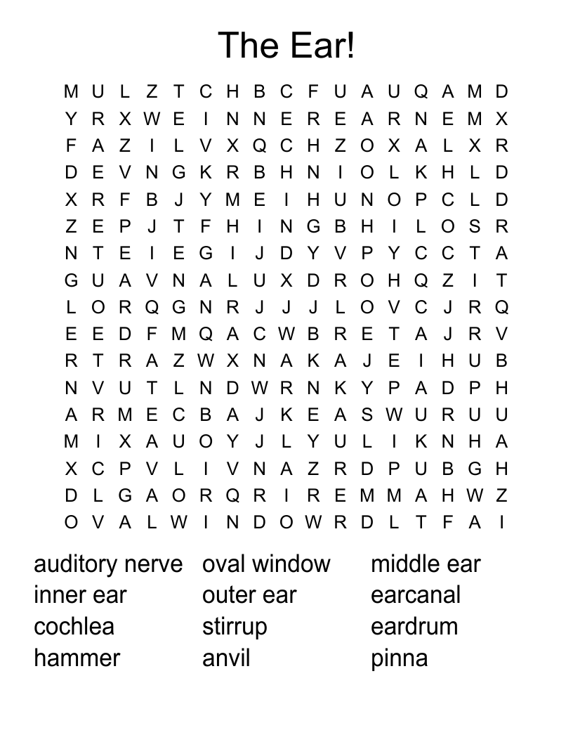 The Ear! Word Search