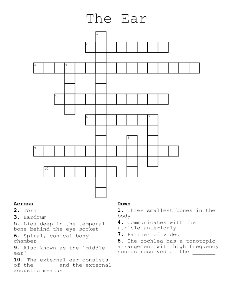 The Ear Crossword