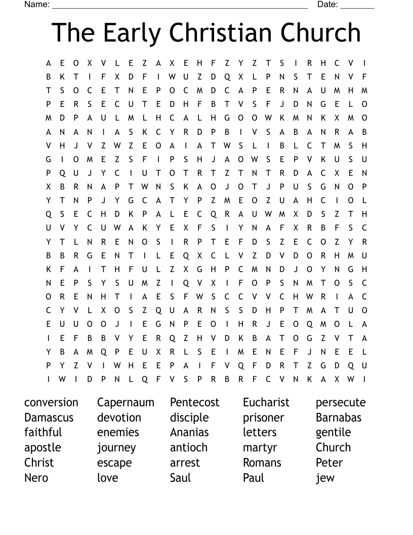 The Early Christian Church Word Search