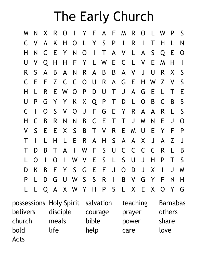 The Early Church Word Search