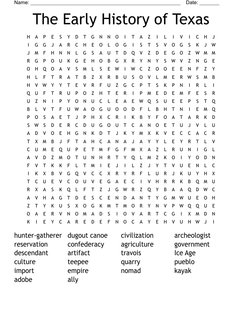 The Early History of Texas Word Search