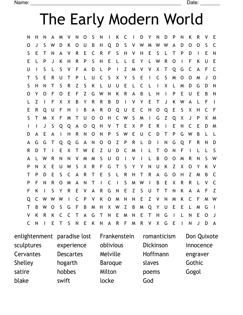 The Early Modern World Word Search