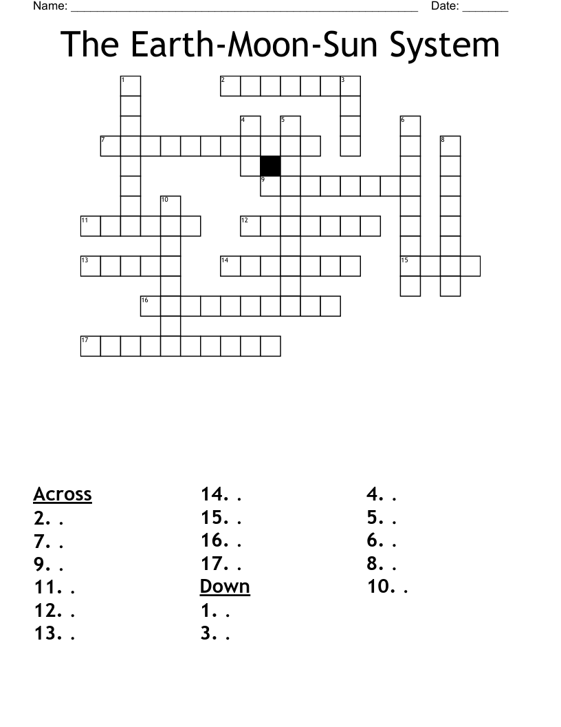 The Earth-Moon-Sun System Crossword
