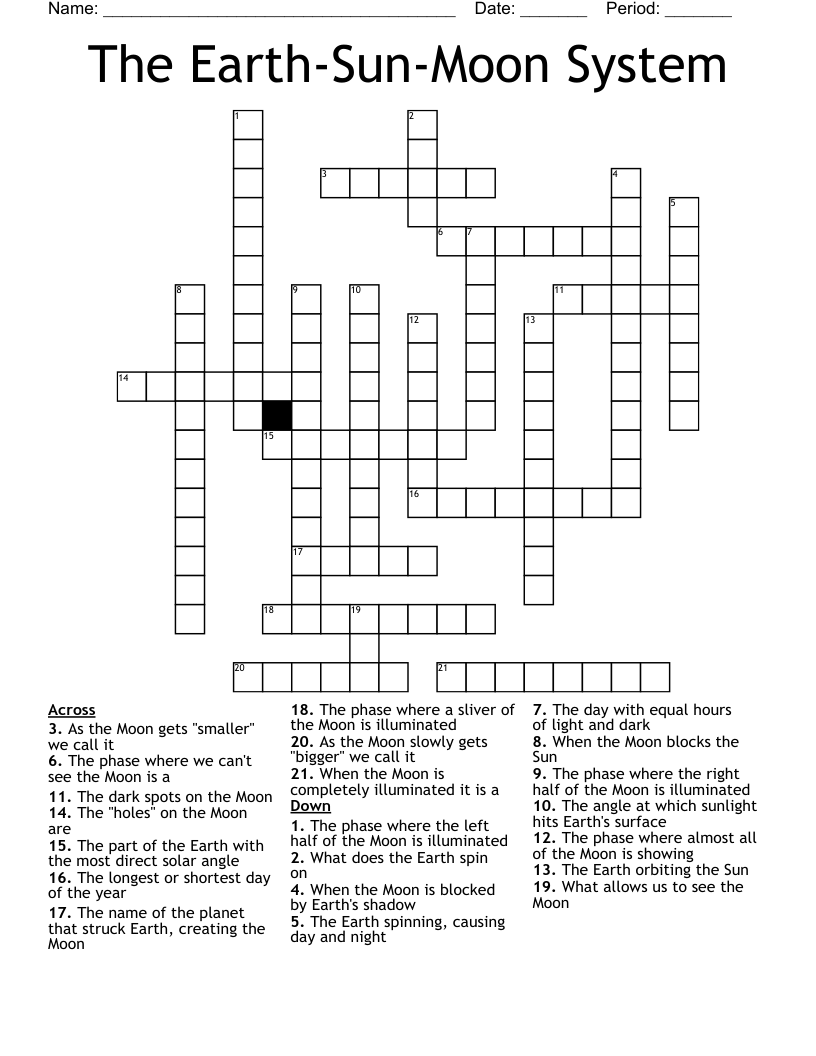 The Earth-Sun-Moon System Crossword
