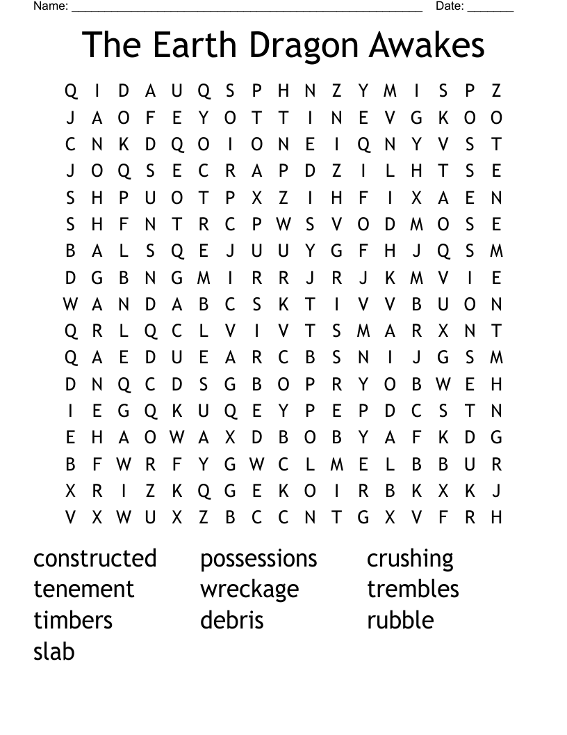 The Earth Dragon Awakes Word Search