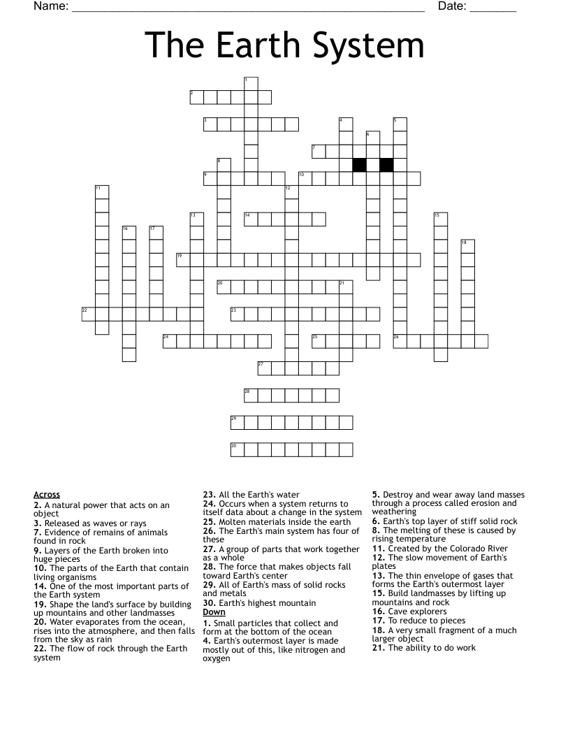 The Earth System Crossword