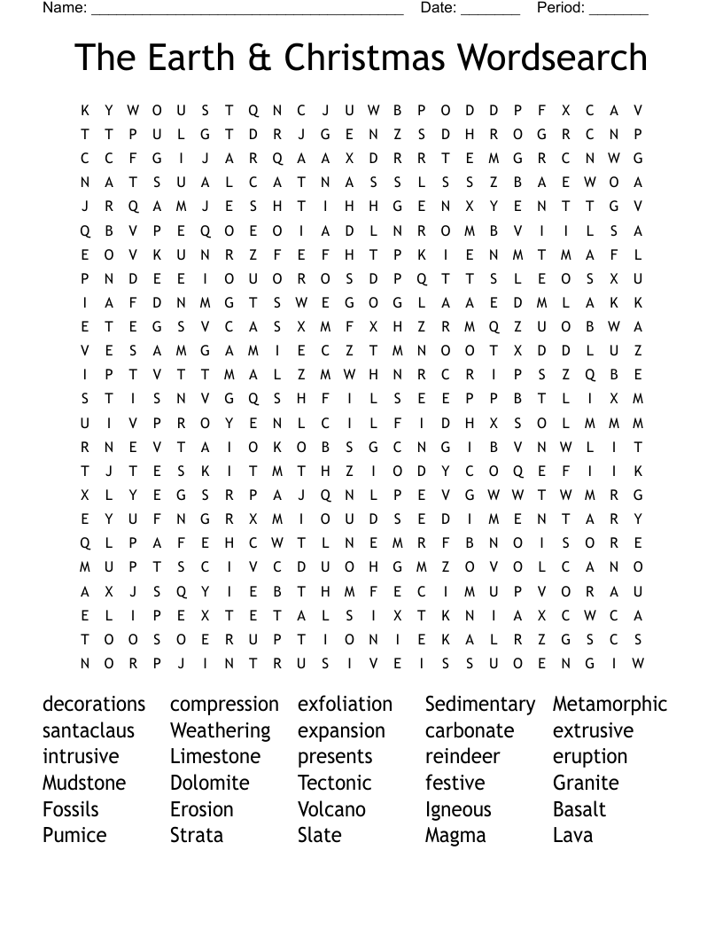 The Earth & Christmas Wordsearch