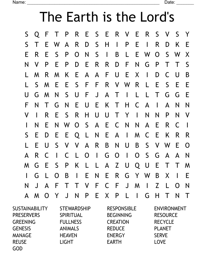 The Earth is the Lord's Word Search
