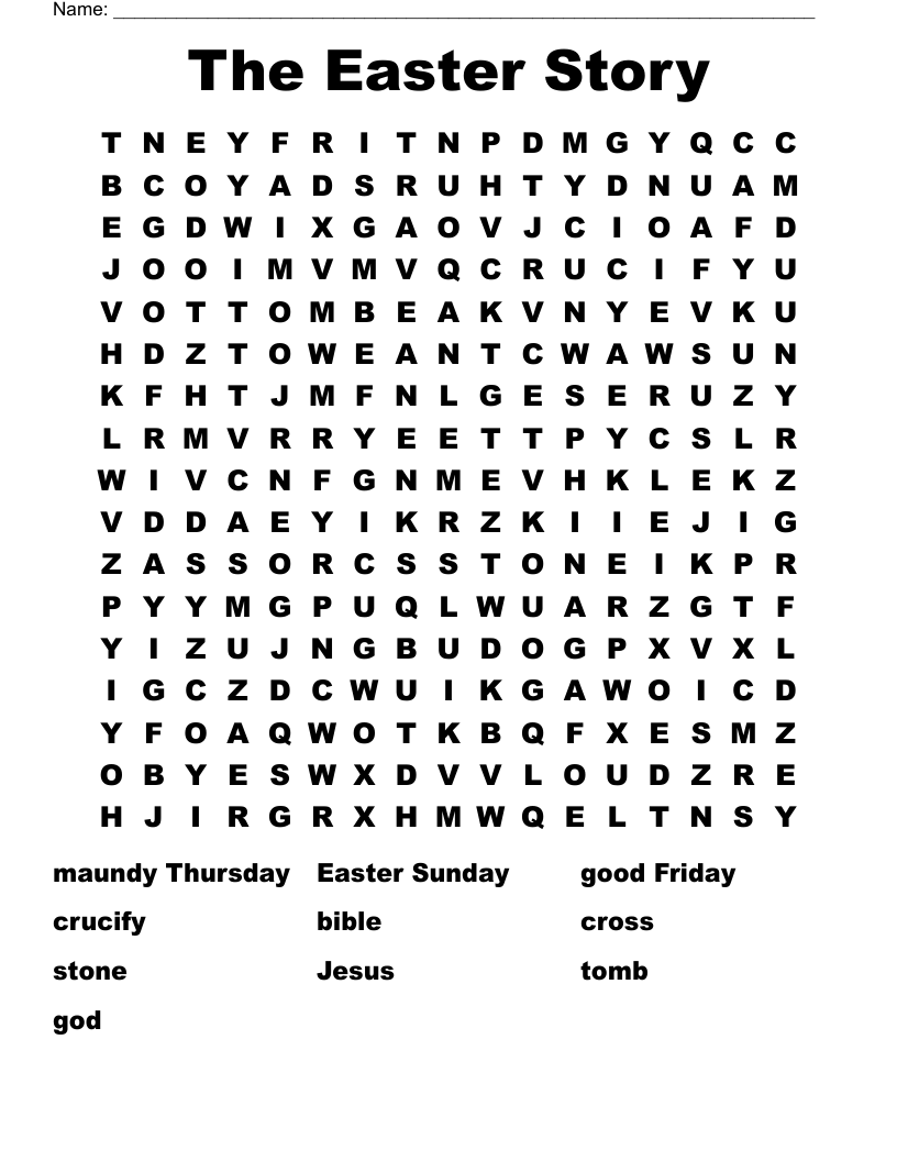 The Easter Story Word Search
