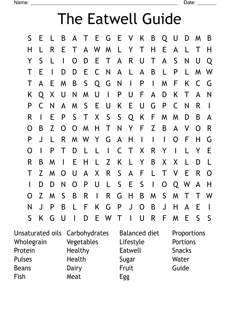 The Eatwell Guide Word Search
