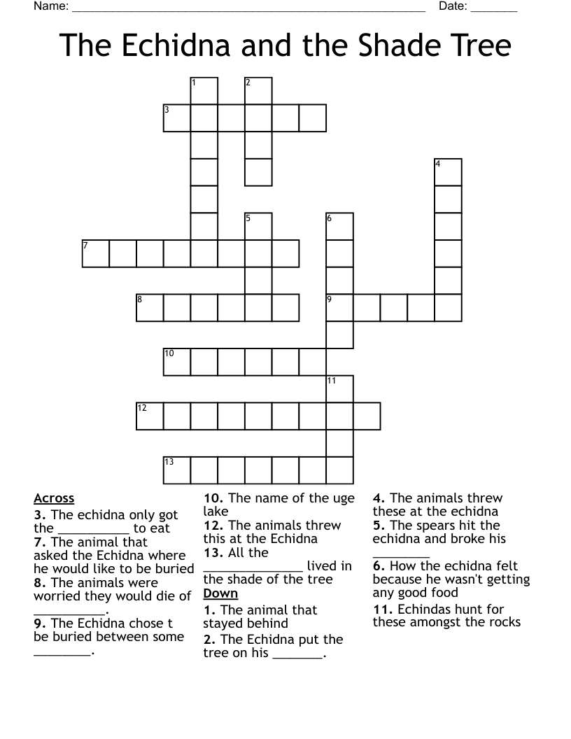 The Echidna and the Shade Tree Crossword