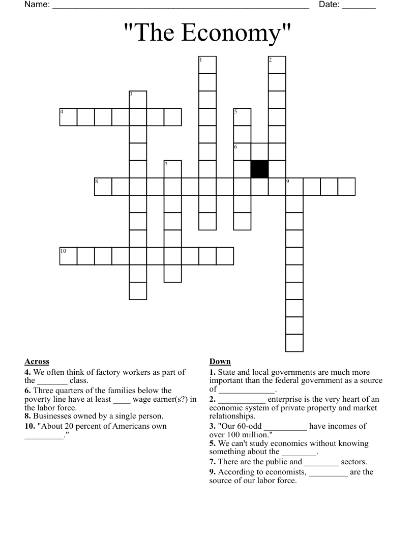 "The Economy" Crossword
