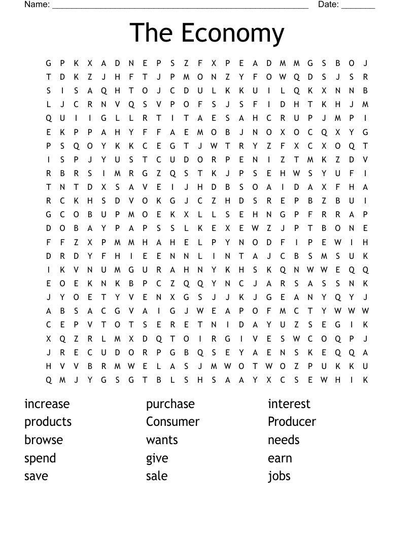 The Economy  Word Search