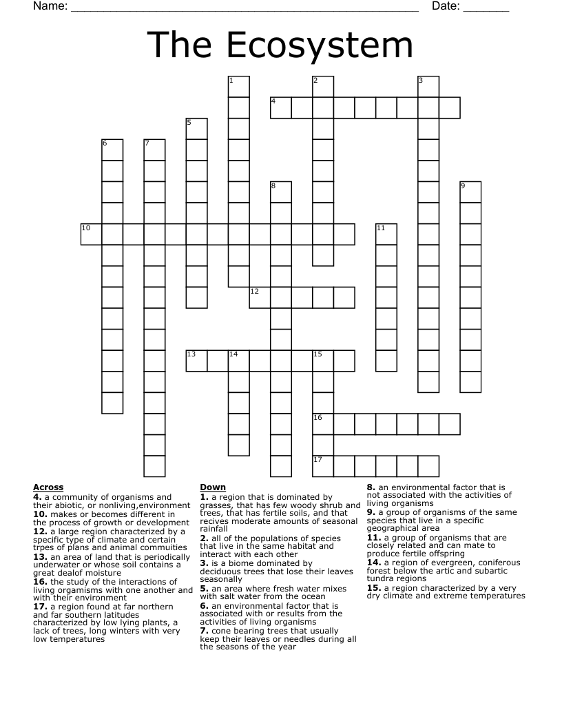 The Ecosystem Crossword