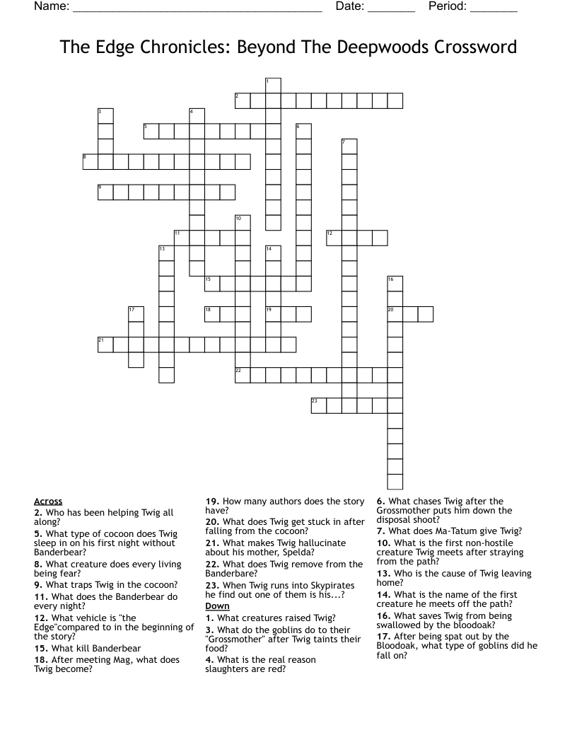 The Edge Chronicles: Beyond The Deepwoods Crossword