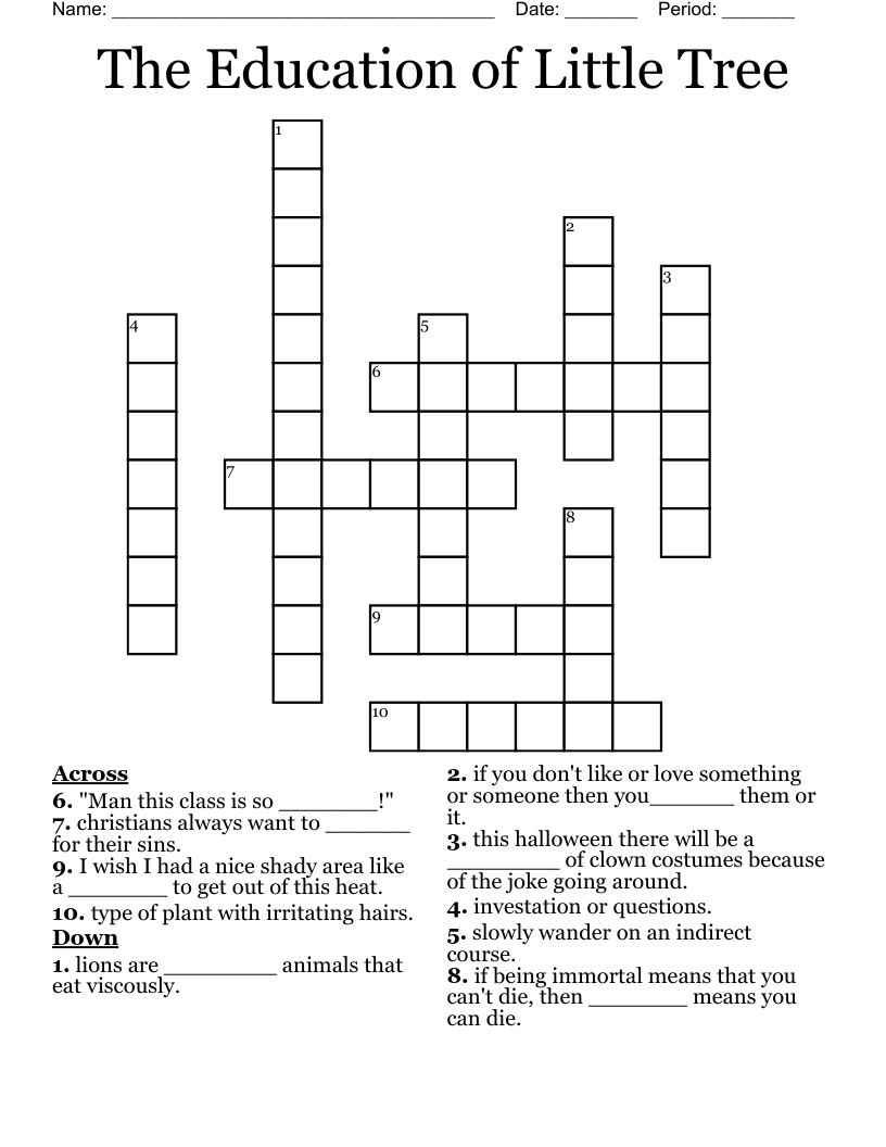 The Education of Little Tree Crossword