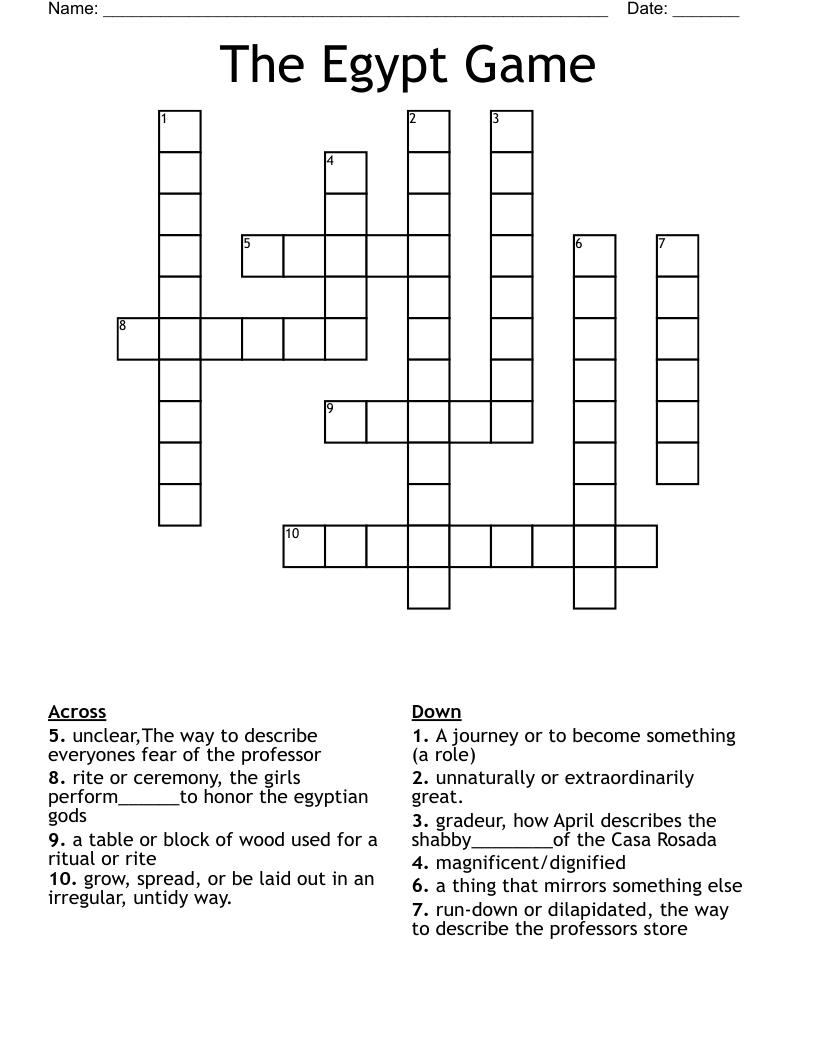 The Egypt Game Crossword