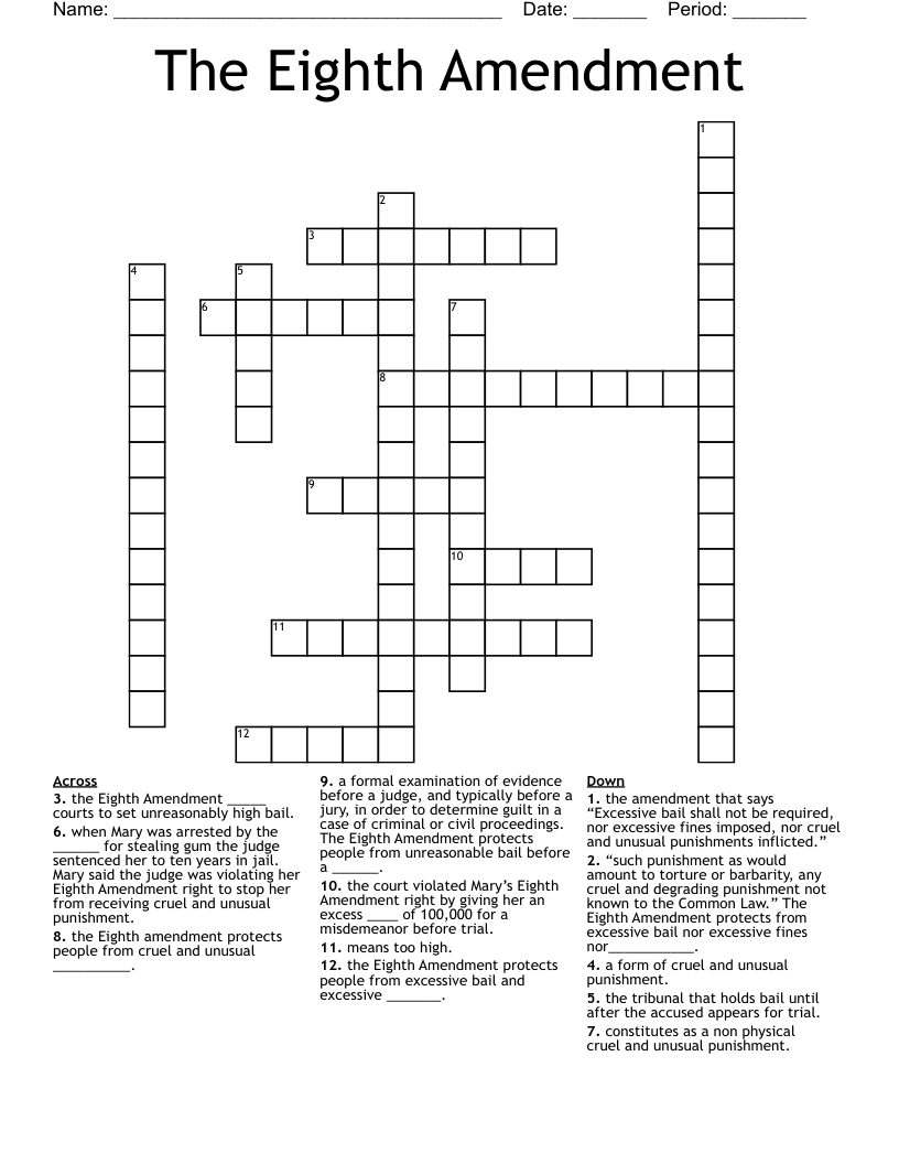 The Eighth Amendment Crossword