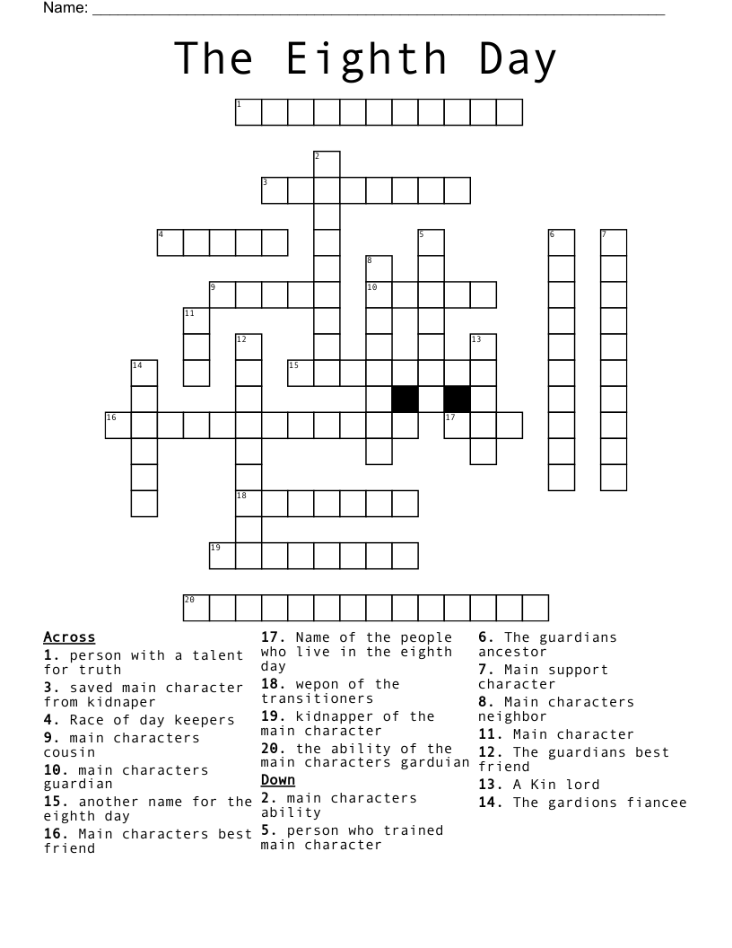 The Eighth Day  Crossword