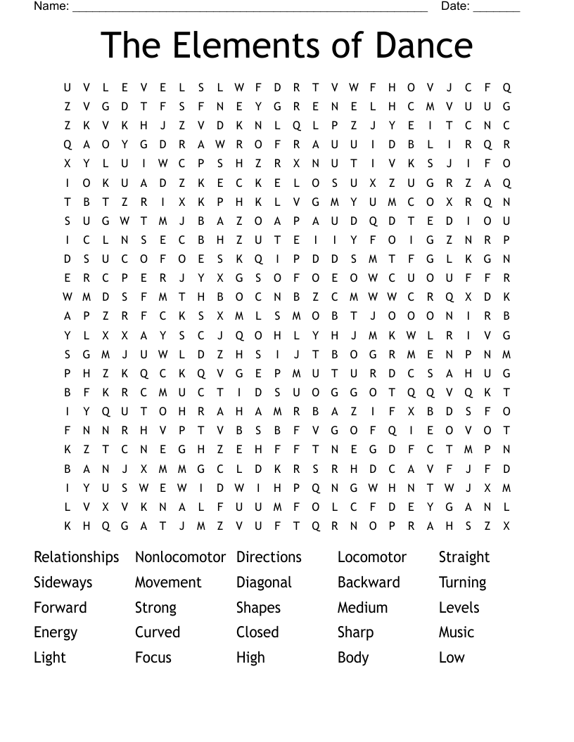 The Elements of Dance Word Search