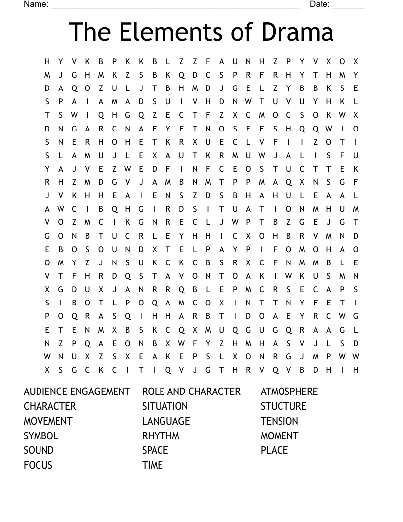 The Elements of Drama Word Search