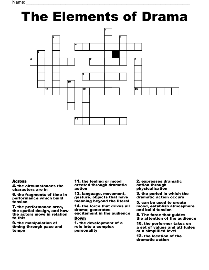 The Elements of Drama Crossword