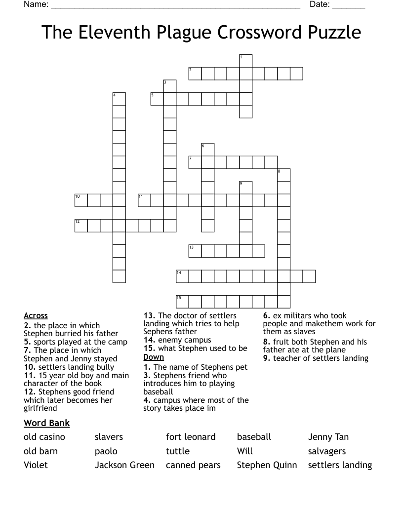 The Eleventh Plague Crossword Puzzle