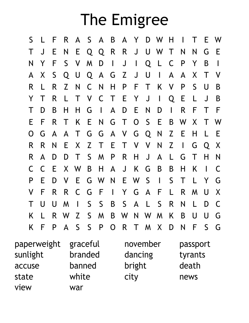 The Emigree Word Search
