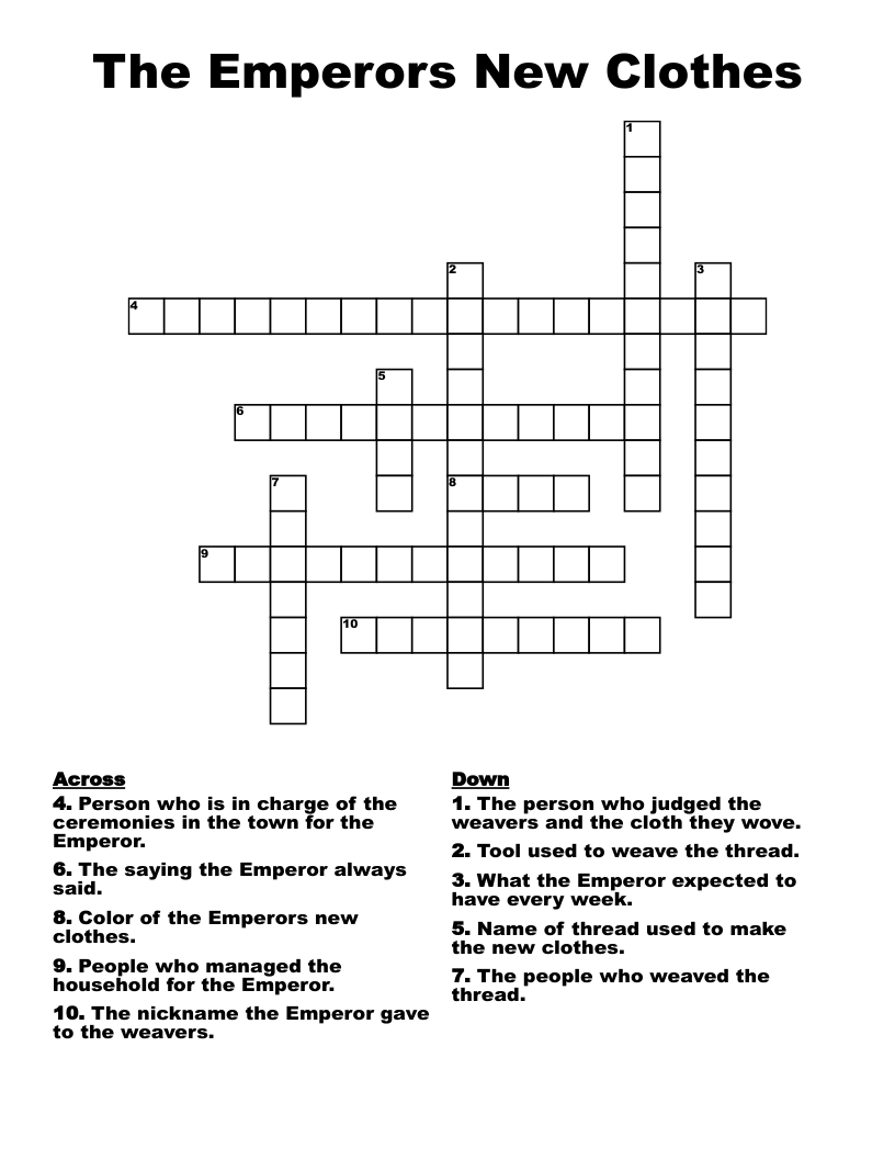The Emperors New Clothes Crossword
